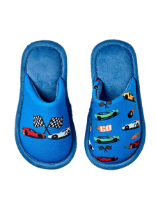 Vrolijke kinderslippers Snelle auto's