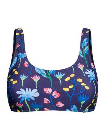 Vrolijke sportbikinitop Aquarelle bloemen