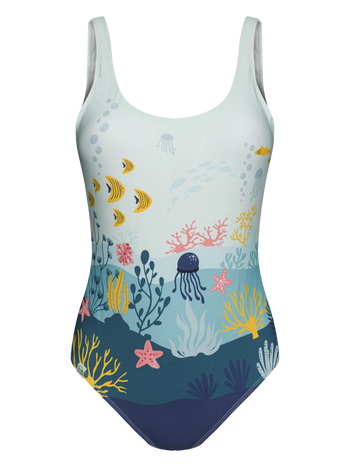 Maillot de bain une pièce rigolo pour femmes Monde des coraux