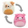 Squishmallows 2-in-1 Geraldine de Schotse Kat/Brock de bulldog, 13 cm