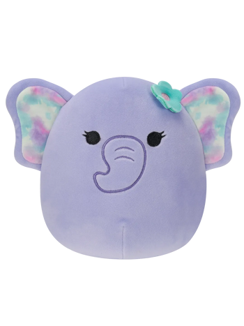 Peluche Squishmallows de 20 cm Anjali l’éléphant violet avec épingle à fleurs