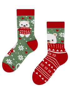 Chaussettes chaudes rigolotes pour enfants Ours portant une écharpe