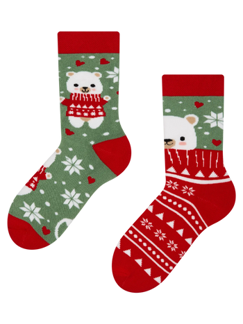 Vrolijke warme kindersokken Beer met een sjaal