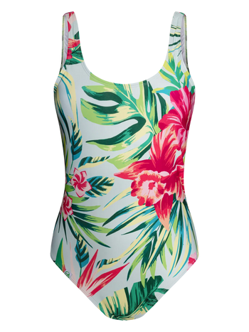 Maillot de bain une pièce rigolo pour femmes Fleurs tropicales