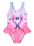 Maillot de bain rigolo pour filles Cœurs et Flamants roses