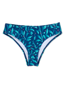 Midwaist bikinislip Turquoise bloemen