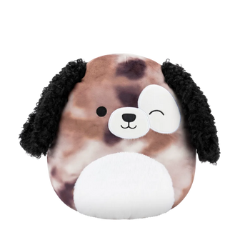 Peluche Squishmallows de 30 cm Zerdan le chien marbré brun faisant un clin d'œil