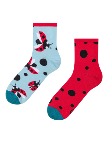 Chaussettes mi-mollet rigolotes Coccinelles et points