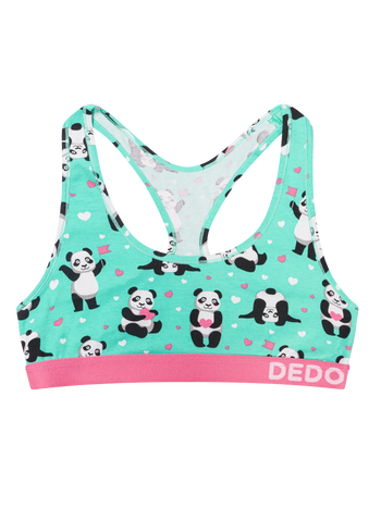 Vrolijke damesbralette Panda en hartjes