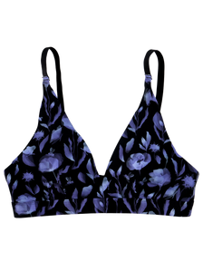 Naadloze driehoek-bralette voor dames Middernacht-klaproos