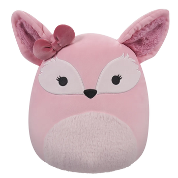 Peluche Squishmallows de 30 cm Miracle le renard fennec rose avec nœud