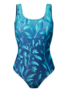 Vrolijk badpak Turquoise bloemen