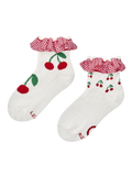 Chaussettes cutecore pour filles Cerises pour pique-nique