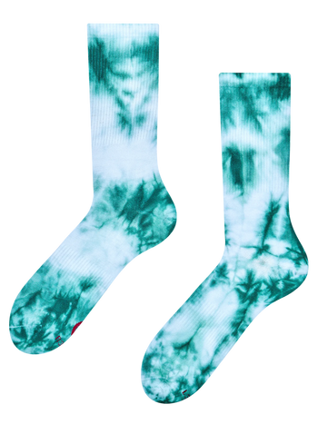 Chaussettes côtelées tie-dye émeraude