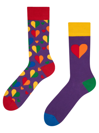 Chaussettes rigolotes Cœurs arc-en-ciel