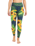 Vrolijke fitnessleggings Zonnebloem & bladeren