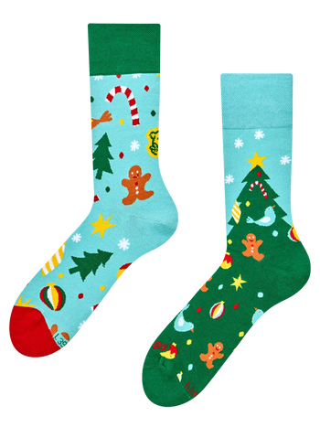 Chaussettes rigolotes Arbre de Noël et ornements