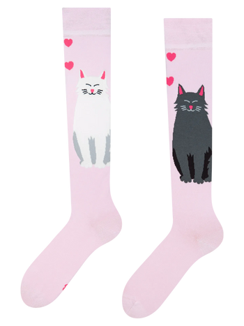 Vrolijke kniekousen Zwarte en witte kat