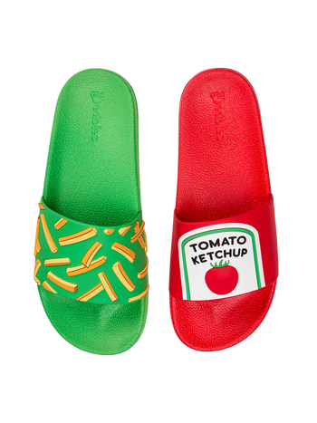 Sandales rigolotes pour enfants Frites et ketchup