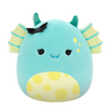Peluche Squishmallows de 20 cm Dearest le monstre des marais sarcelle au ventre tacheté et portant une épingle à chauve-souris