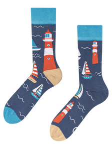 Chaussettes rigolotes en fibres de bambou Phare et bateaux à voile