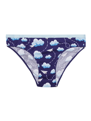 Vrolijke damesslips Papieren vliegtuigjes & wolken
