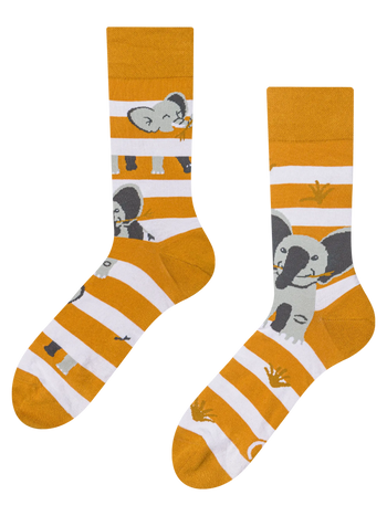 Chaussettes rigolotes Éléphant et rayures
