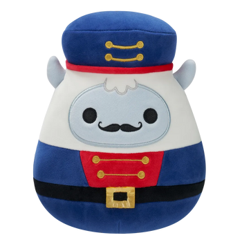 Peluche Squishmallows de 20 cm Yuri le Yéti blanc en tenue de casse-noisette bleue