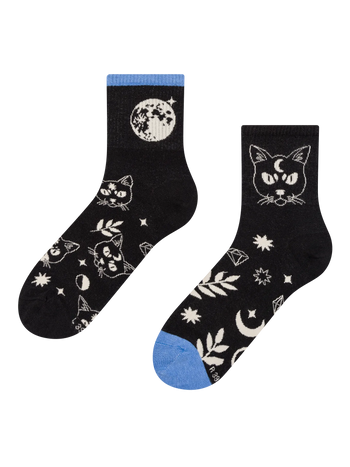 Chaussettes mi-mollet rigolotes Chat et lune