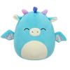 Peluche Squishmallows de 20 cm Tatiana le dragon bleu sarcelle foncé aux yeux fermés