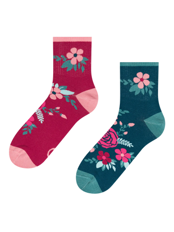 Chaussettes mi-mollet rigolotes Fleurs d'églantier