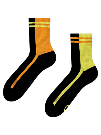 Chaussettes mi-mollet fonctionnelles rigolotes Rayures orange et vert citron