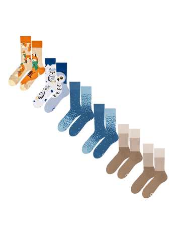 Lot de 6 chaussettes chaudes – Hibou et renard