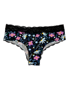 Kanten damesslip Paarse bloemen
