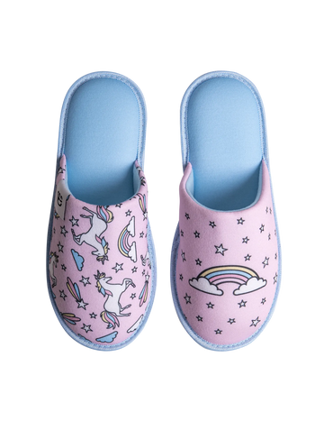 Pantoufles rigolotes Licorne arc-en-ciel