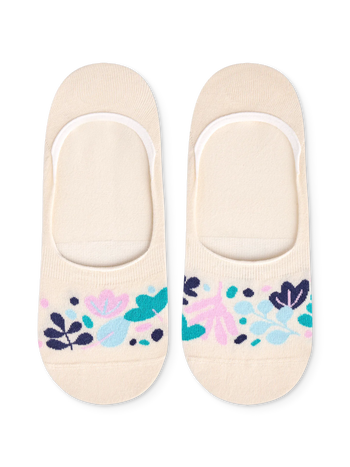 Vrolijke no-show sokken Turquoise blaadjes