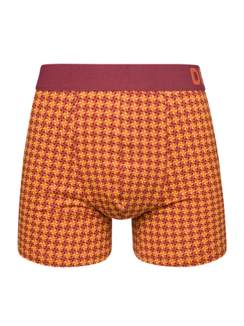 Boxer à motifs bordeaux et jaune pour hommes