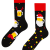 Chaussettes rigolotes Père Noël tenant une bière