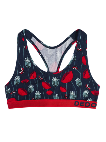 Vrolijke damesbralette Lieveheersbeestjes & papaverbloemen