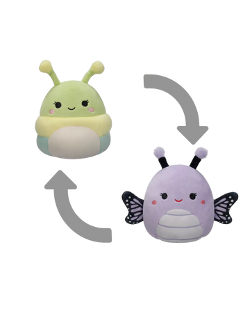 Peluche Squishmallows de 13 cm 2 en 1 Rutabaga la chenille / Bibiana le papillon