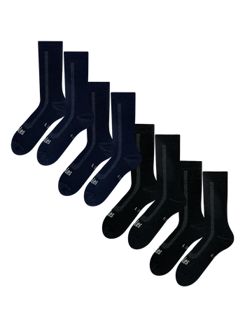 Lot de 4 paires de chaussettes bouclettes en laine mérinos noir et bleu foncé
