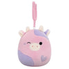 Squishmallows Clip-On Patty de knipogende roze en paarse koe, 9 cm