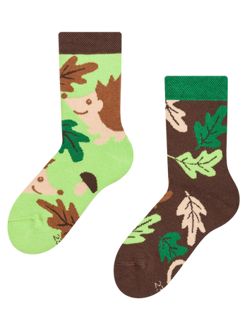 Chaussettes chaudes rigolotes pour enfants Hérisson et feuilles