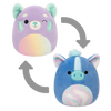 Peluche Squishmallows 2 en 1 de 13 cm Lexis le panda roux violet/Romano l’hippocampe bleu