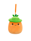 Squishmallows Clip-On Caroleena de oranje wortel met emmerhoed, 9 cm