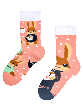 Chaussettes chaudes rigolotes pour enfants Lapin et thé