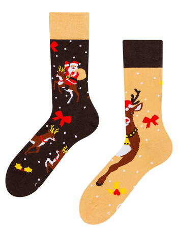 Chaussettes rigolotes Renne et Père Noël