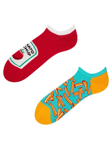 Vrolijke sneakersokken Frites met ketchup