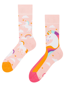 Chaussettes rigolotes Licorne dans les nuages
