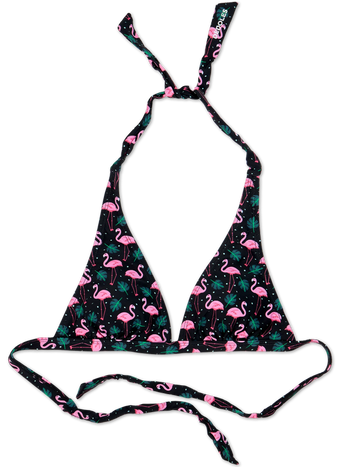 Haut de bikini triangulaire rigolo Flamants et feuilles